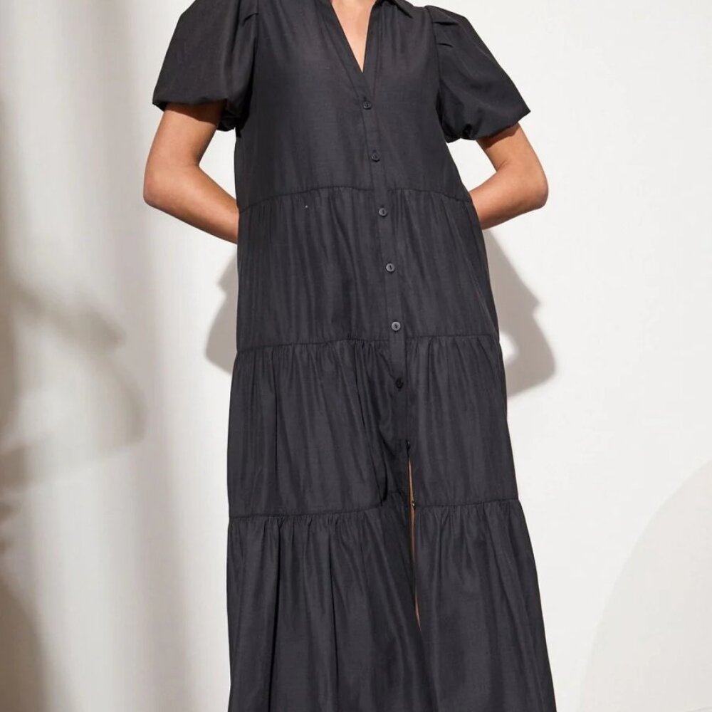 Brochu Walker Havana Washed Black Midi Dress - M